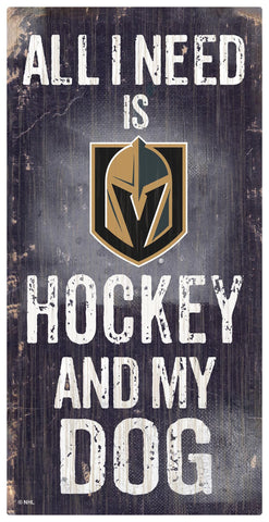 Las Vegas Golden Knights Sign Wood 6x12 Hockey and Dog Design