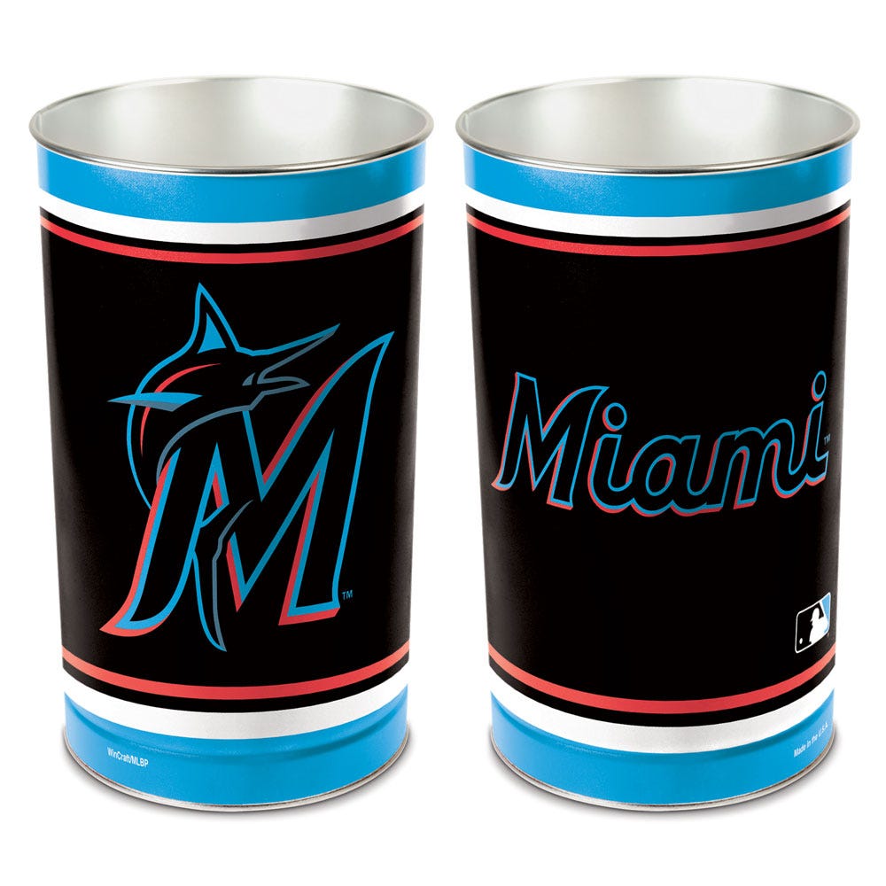 Miami Marlins Wastebasket 15 Inch Periodic Restock