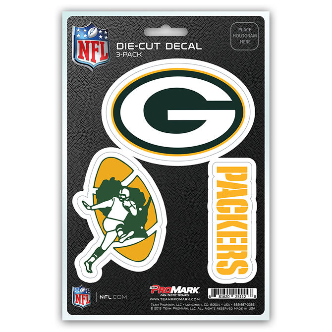 Green Bay Packers s Decal Die Cut Team 3 Pack