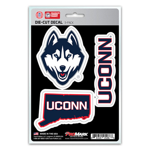 Connecticut Huskies Decal Die Cut Team 3 Pack Special Order