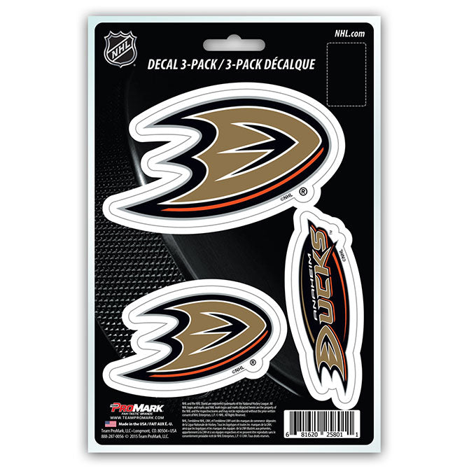 Anaheim Mighty Ducks Decal Die Cut Team 3 Pack