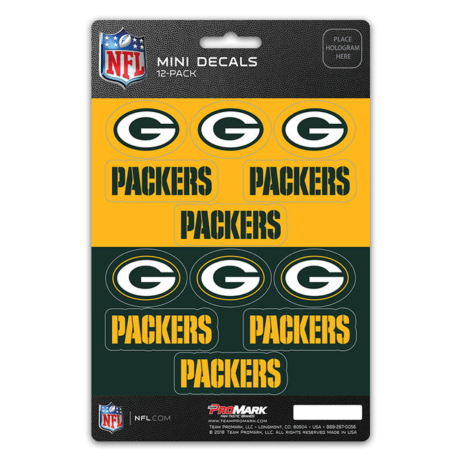Green Bay Packers s Decal Set Mini 12 Pack