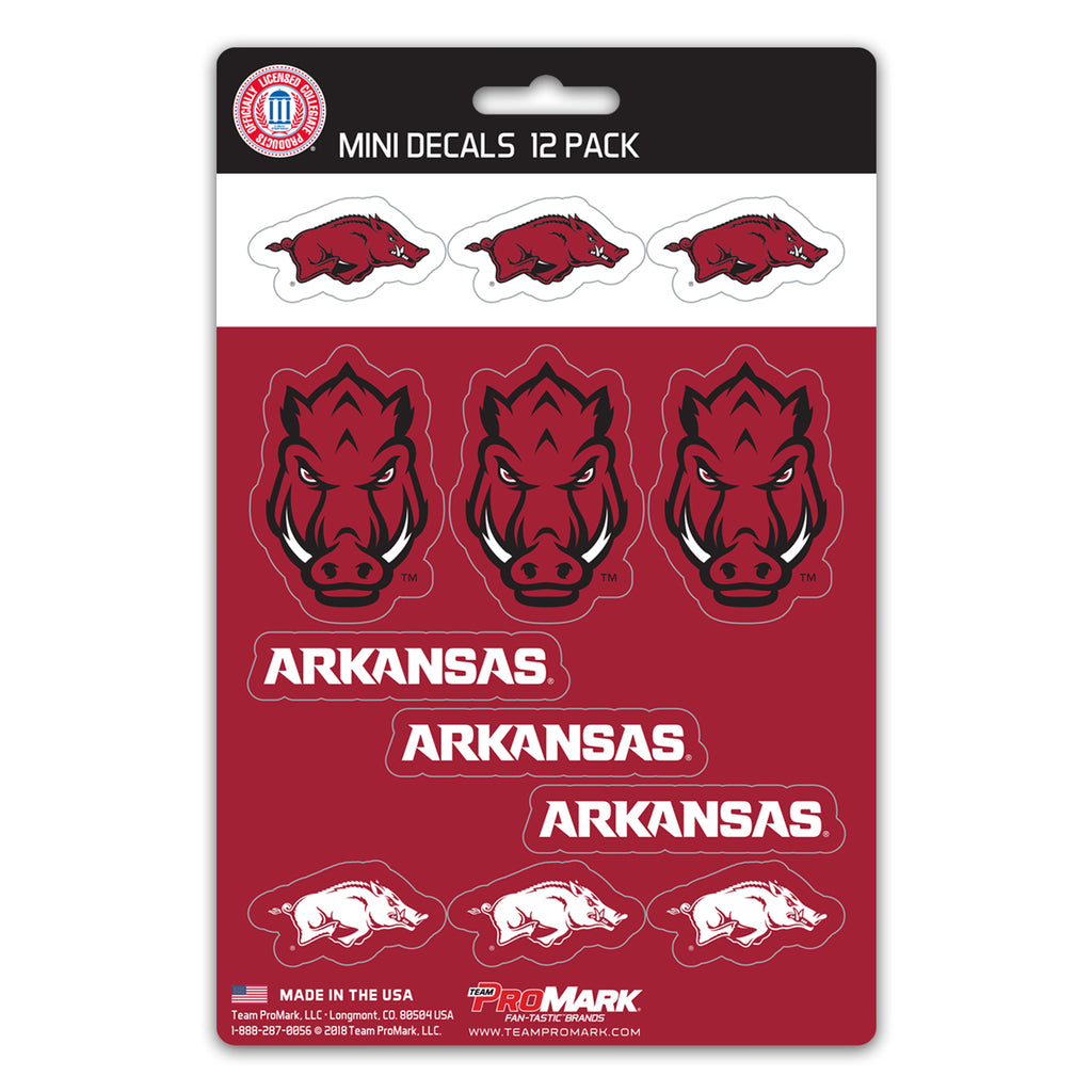 Arkansas Razorbacks Decal Set Mini 12 Pack Special Order