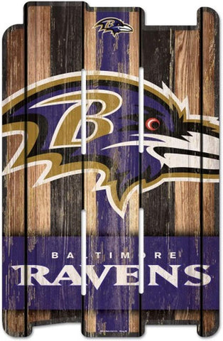 Baltimore Ravens Sign 11x17 Wood Fence Style