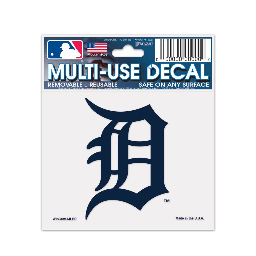 Detroit Tigers Decal 3x4 Multi Use White