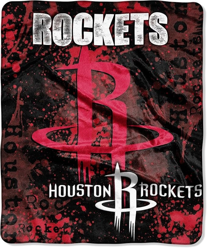 Houston Rockets Blanket 50x60 Raschel Drop Down Design