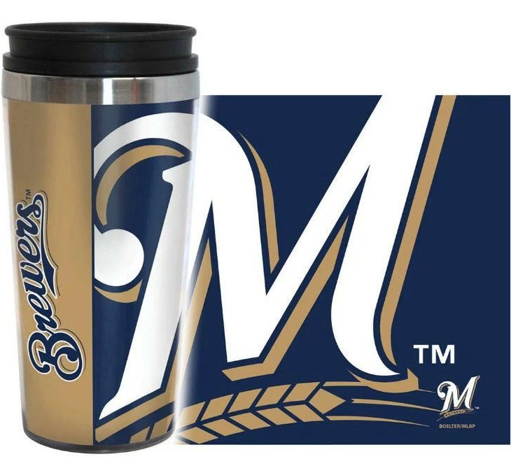 Milwaukee Brewers Travel Mug 14oz Full Wrap Style Hype Design