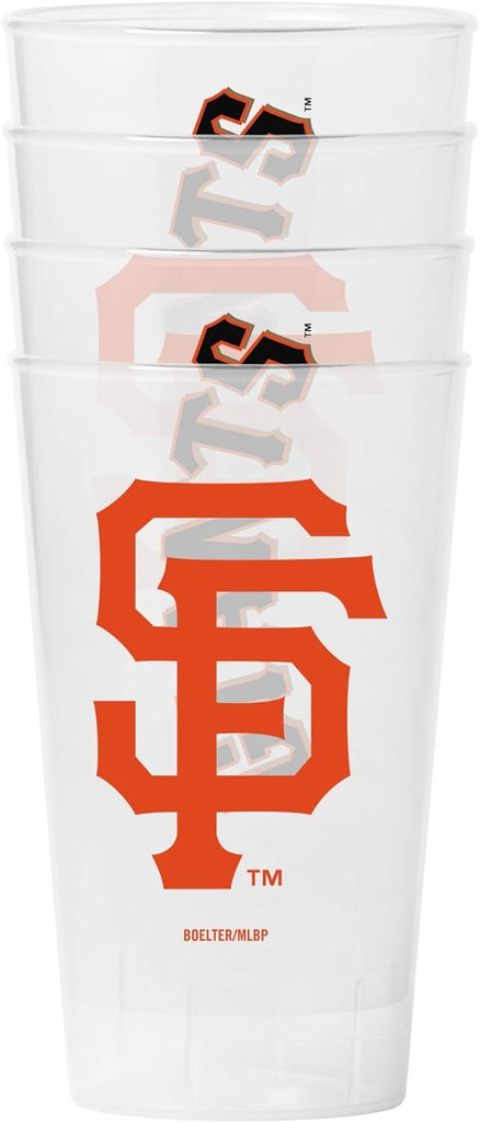 San Francisco Giants Glass Pint 16oz Plastic Clear 4 Pack