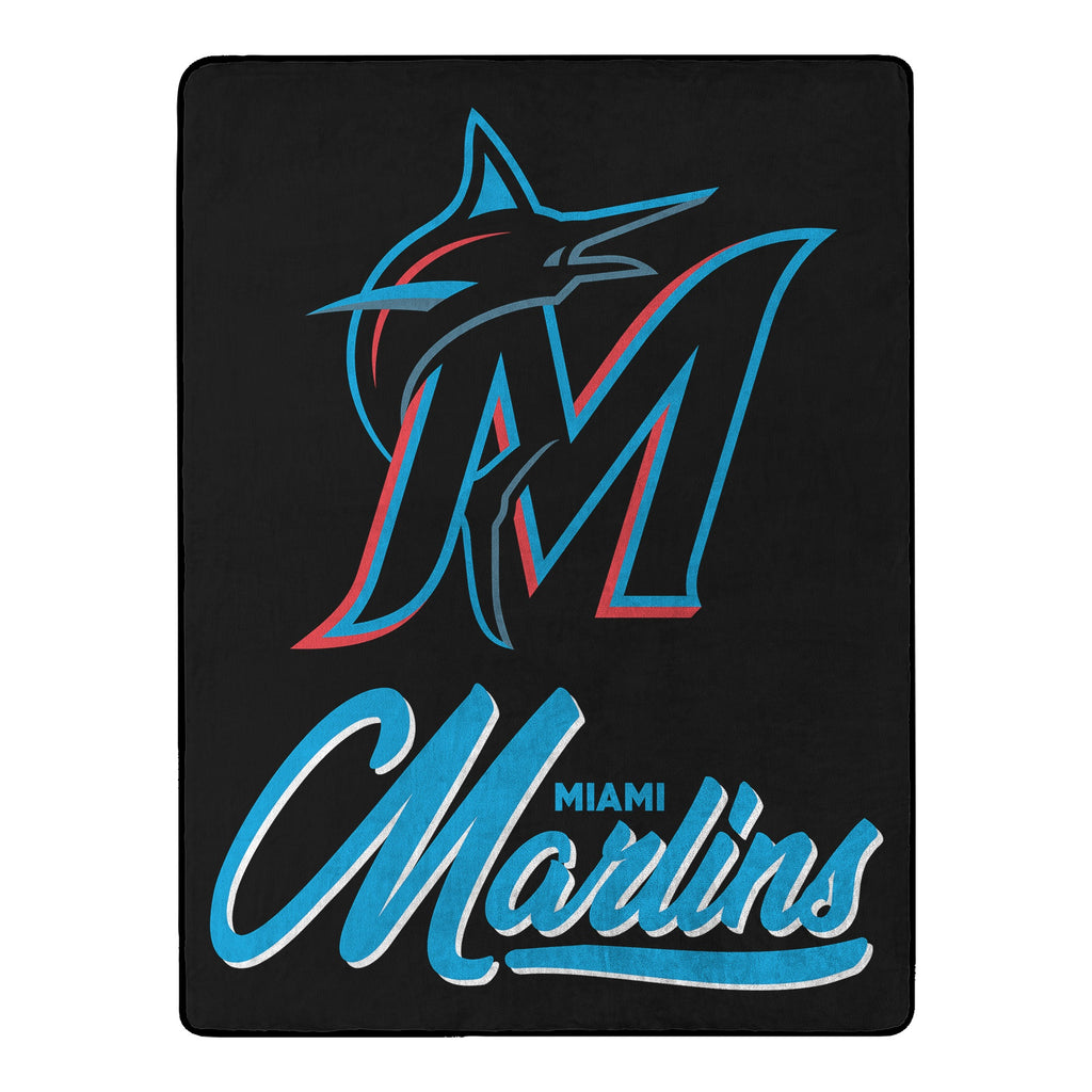 Miami Marlins Blanket 50x60 Raschel Signature Design