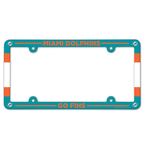 Miami Dolphins License Plate Frame Plastic Full Color Style