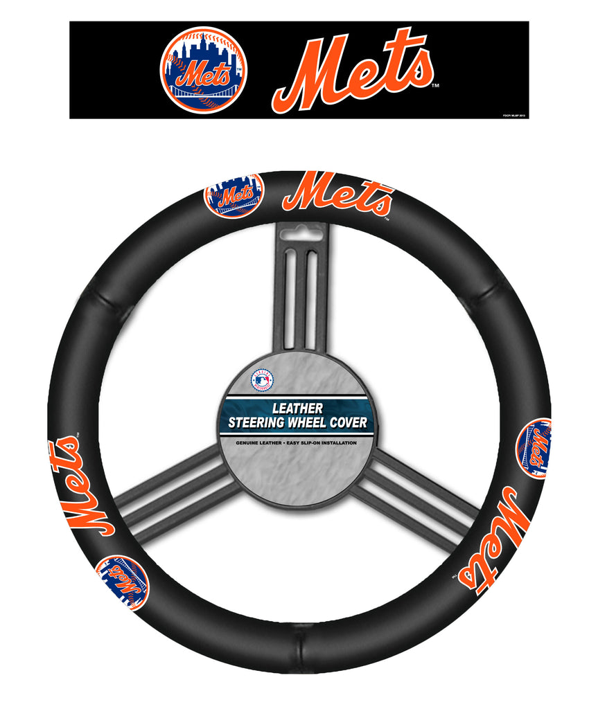 New York Mets Steering Wheel Cover Leather