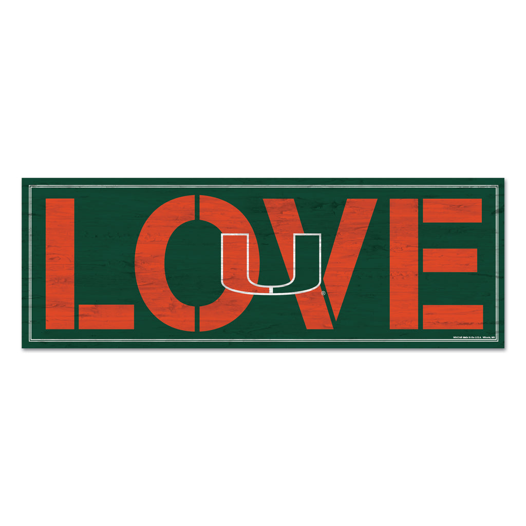 Miami Hurricanes Sign 8x23 Wood Love