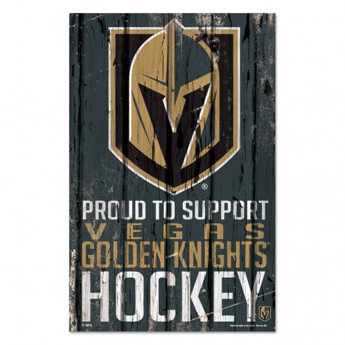 Las Vegas Golden Knights Sign 11x17 Wood Proud to Support Design