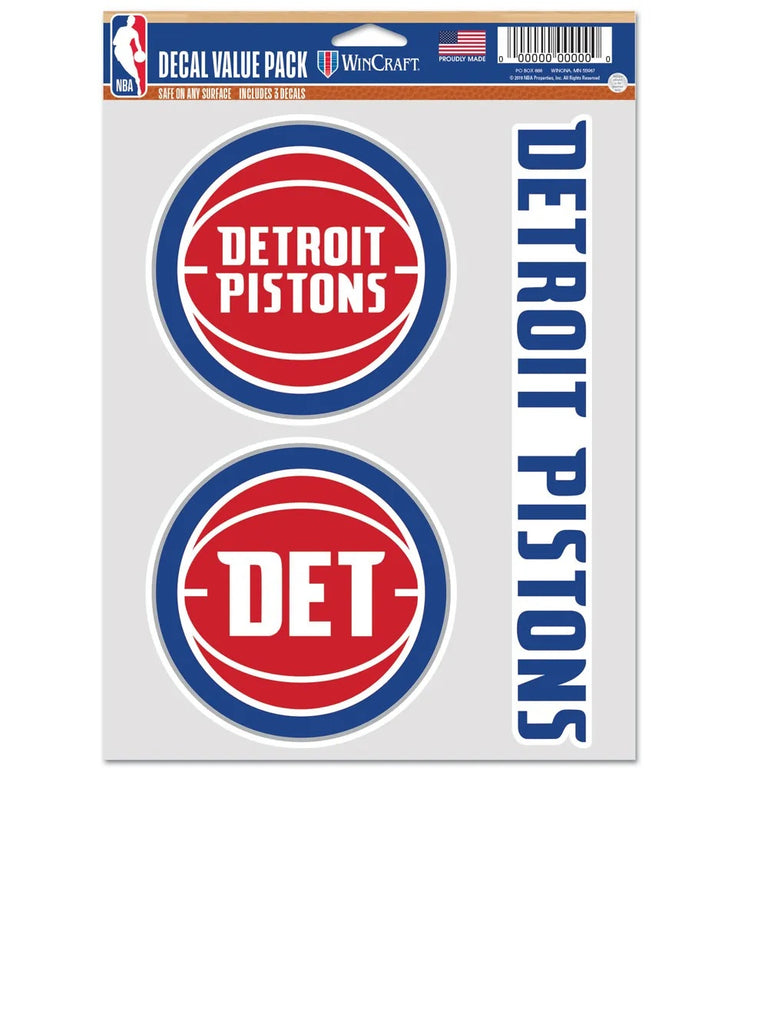 Detroit Pistons Decal Multi Use Fan 3 Pack
