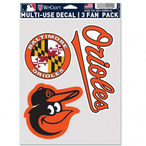 Baltimore Orioles Decal Multi Use Fan 3 Pack Special Order