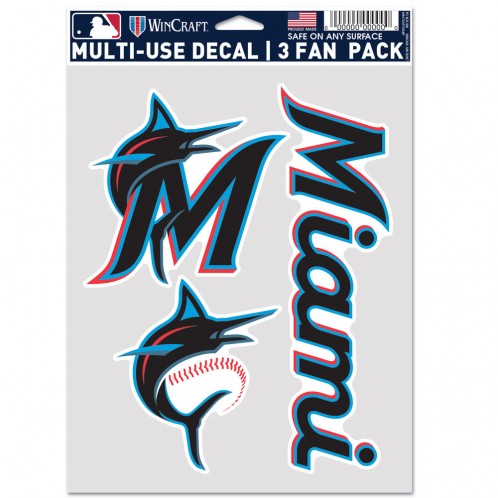 Miami Marlins Decal Multi Use Fan 3 Pack
