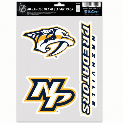 Nashville Predators Decal Multi Use Fan 3 Pack