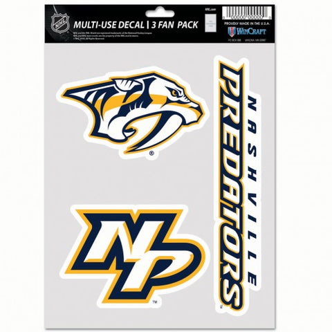 Nashville Predators Decal Multi Use Fan 3 Pack