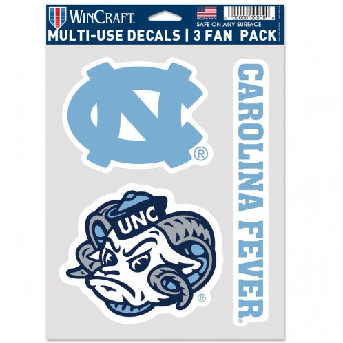 North Carolina Tar Heels Decal Multi Use Fan 3 Pack Special Order
