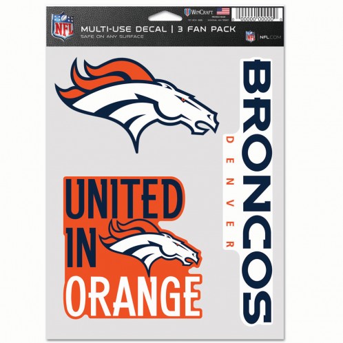 Denver Broncos Decal Multi Use Fan 3 Pack