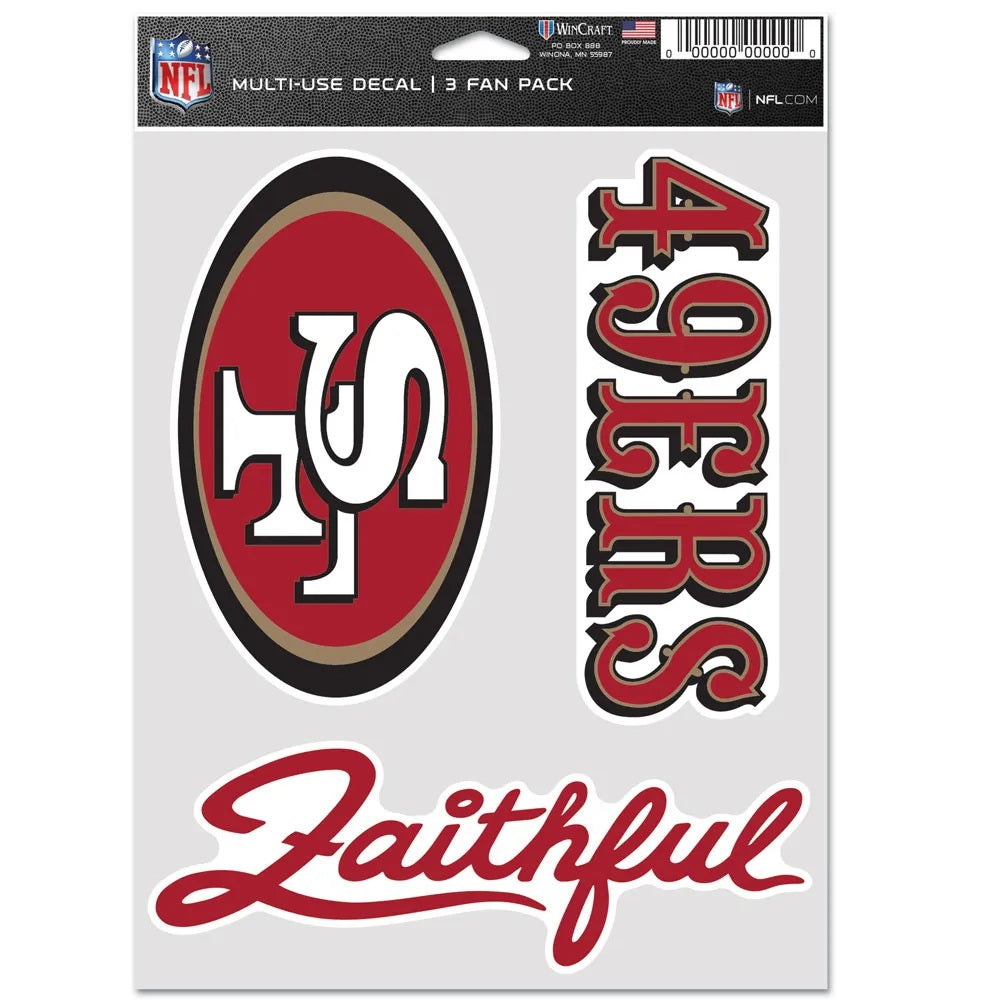 San Francisco 49ers Decal Multi Use Fan 3 Pack
