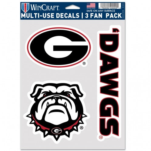 Georgia Bulldogs Decal Multi Use Fan 3 Pack Special Order