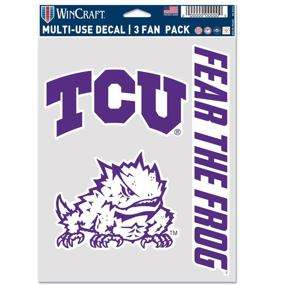 Texas Christian Horned Frogs Decal Multi Use Fan 3 Pack