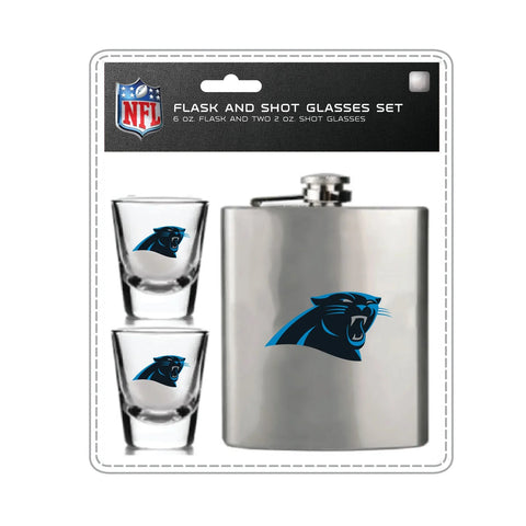 Carolina Panthers Flask and Shot Glass Set