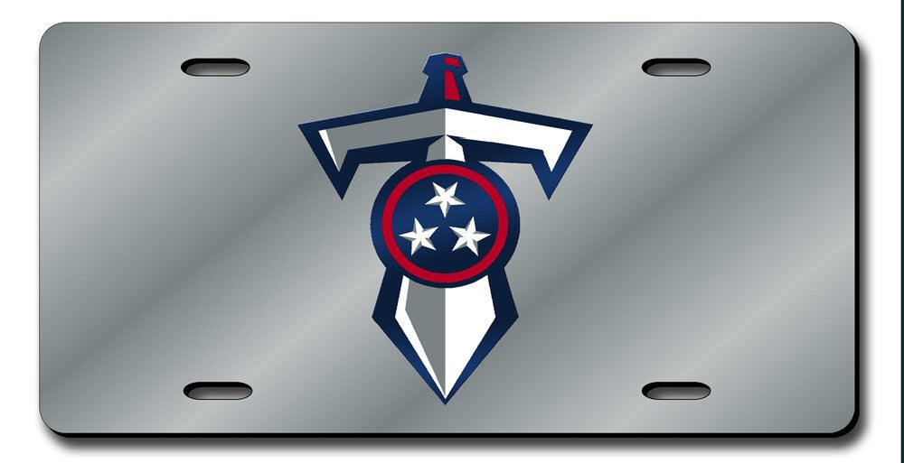 Tennessee Titans License Plate Laser Cut Silver Shield and Sword Design Special Order