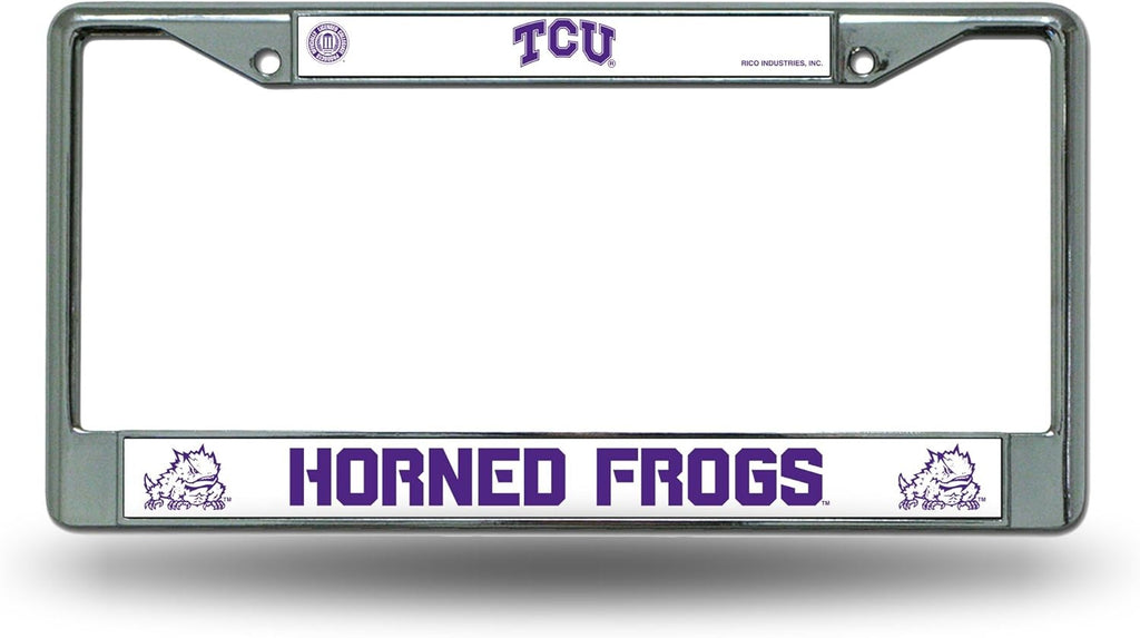 Texas Christian Horned Frogs License Plate Frame Chrome