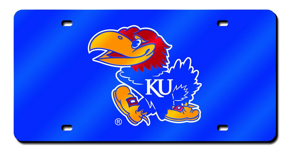 Kansas Jayhawks License Plate Laser Cut Navy Special Order