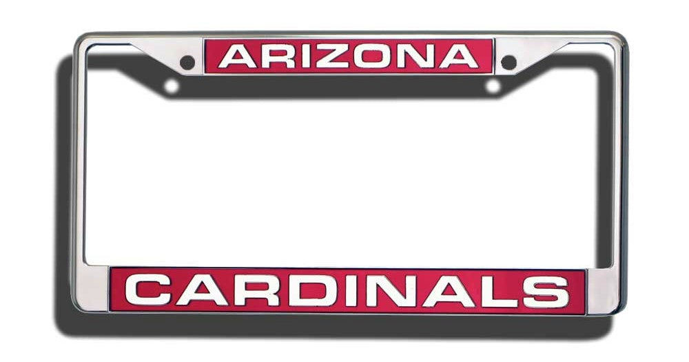 Arizona Cardinals License Plate Frame Laser Cut Chrome Special Order