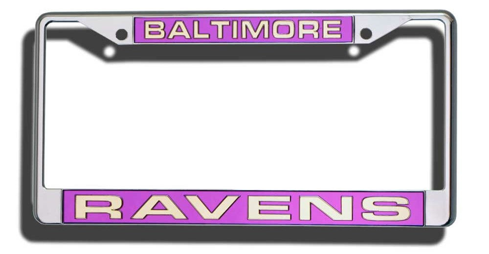 Baltimore Ravens License Plate Frame Laser Cut Chrome