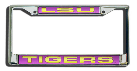 LSU Tigers License Plate Frame Laser Cut Chrome