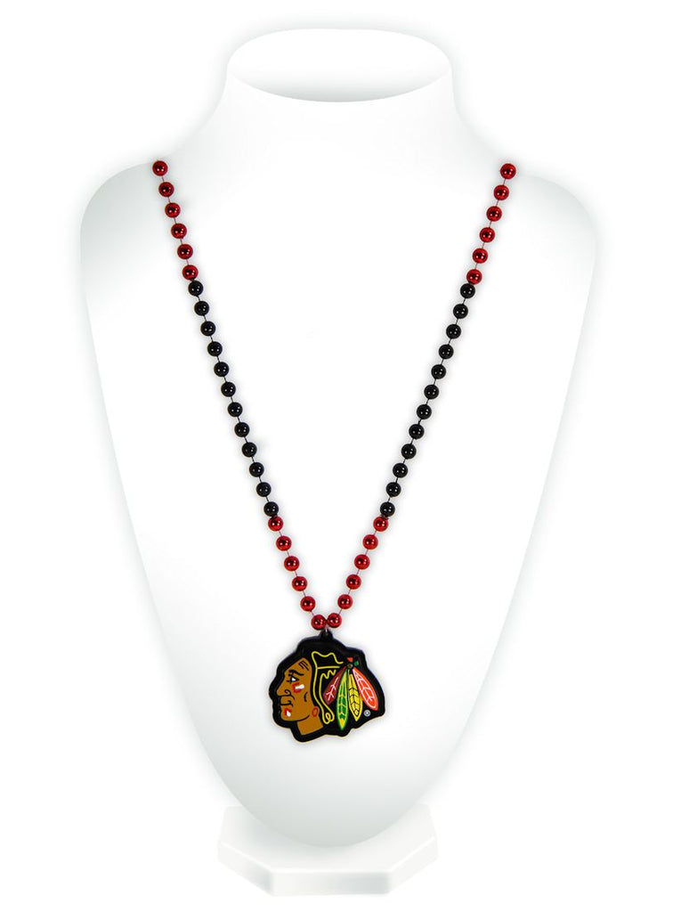 Chicago Blackhawks Beads with Medallion Mardi Gras Style Special Order