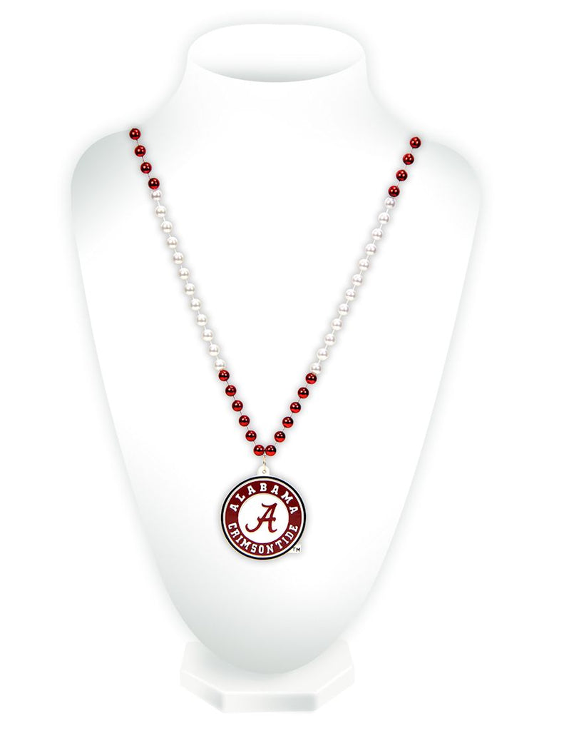 Alabama Crimson Tide Beads with Medallion Mardi Gras Style