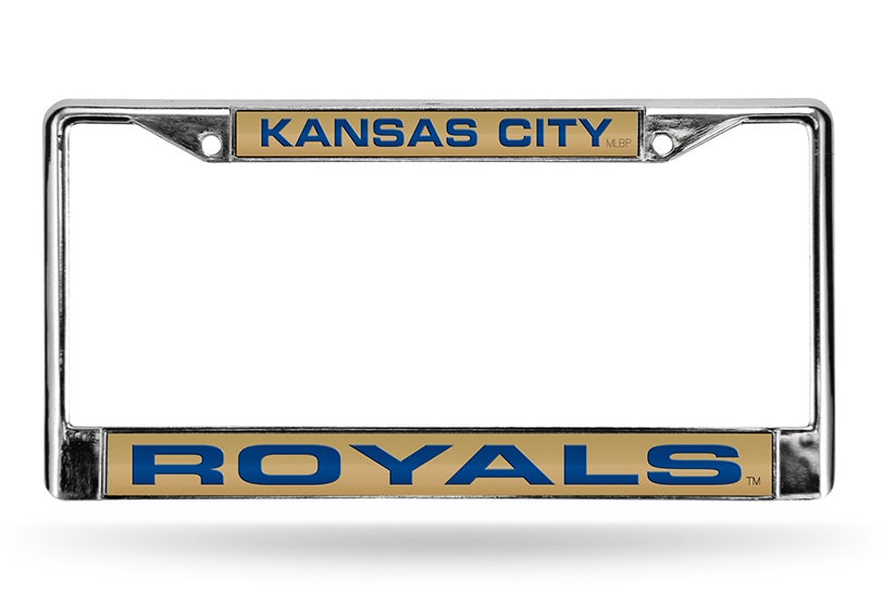 Kansas City Royals License Plate Frame Laser Cut Chrome Tan
