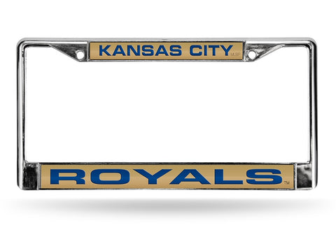 Kansas City Royals License Plate Frame Laser Cut Chrome Tan