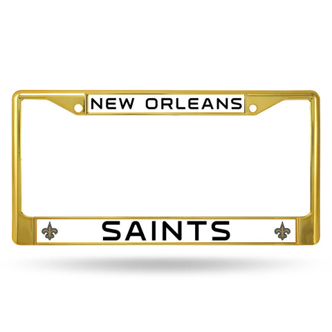 New Orleans Saints License Plate Frame Metal Gold