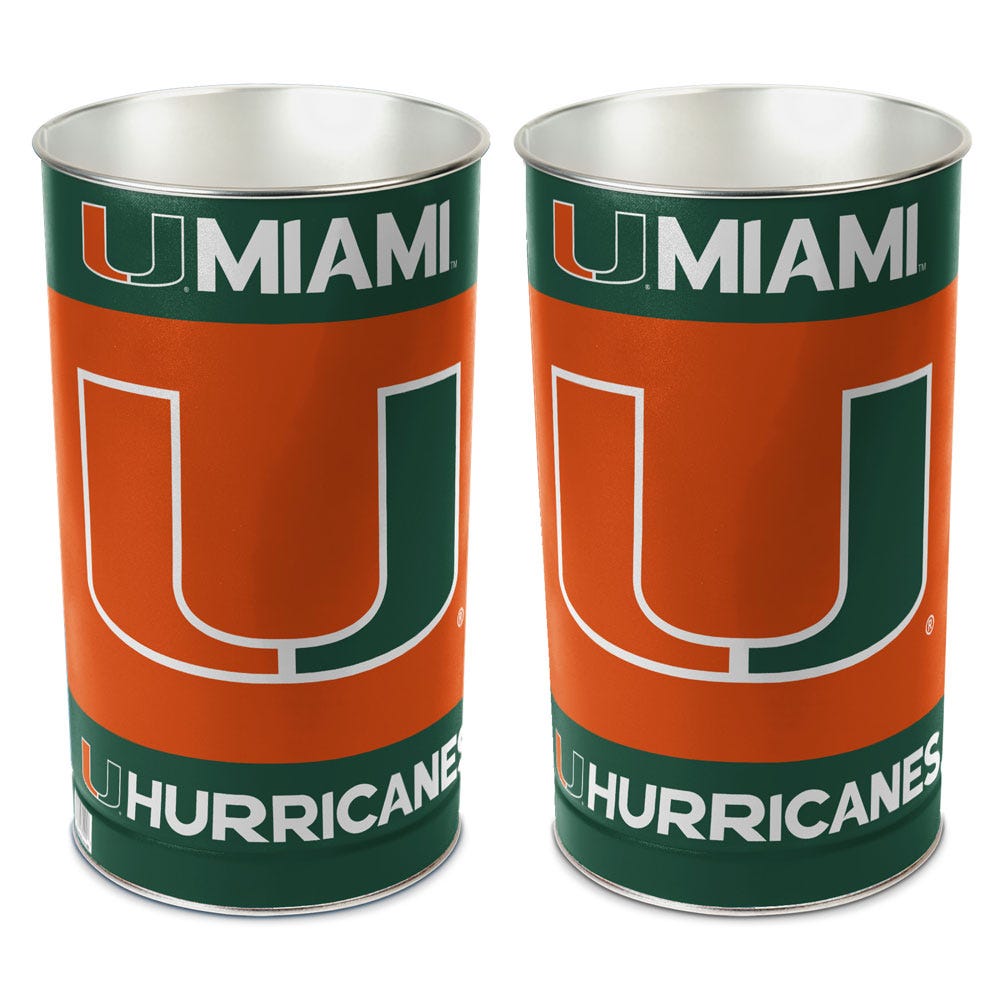 Miami Hurricanes Wastebasket 15 Inch Periodic Restock