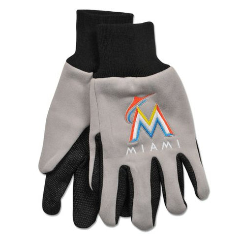 Miami Marlins Gloves Two Tone Style Adult Size