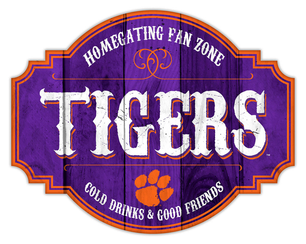 Clemson Tigers Sign Wood 12 Inch Homegating Tavern