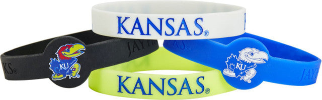 Kansas Jayhawks Bracelets 4 Pack Silicone