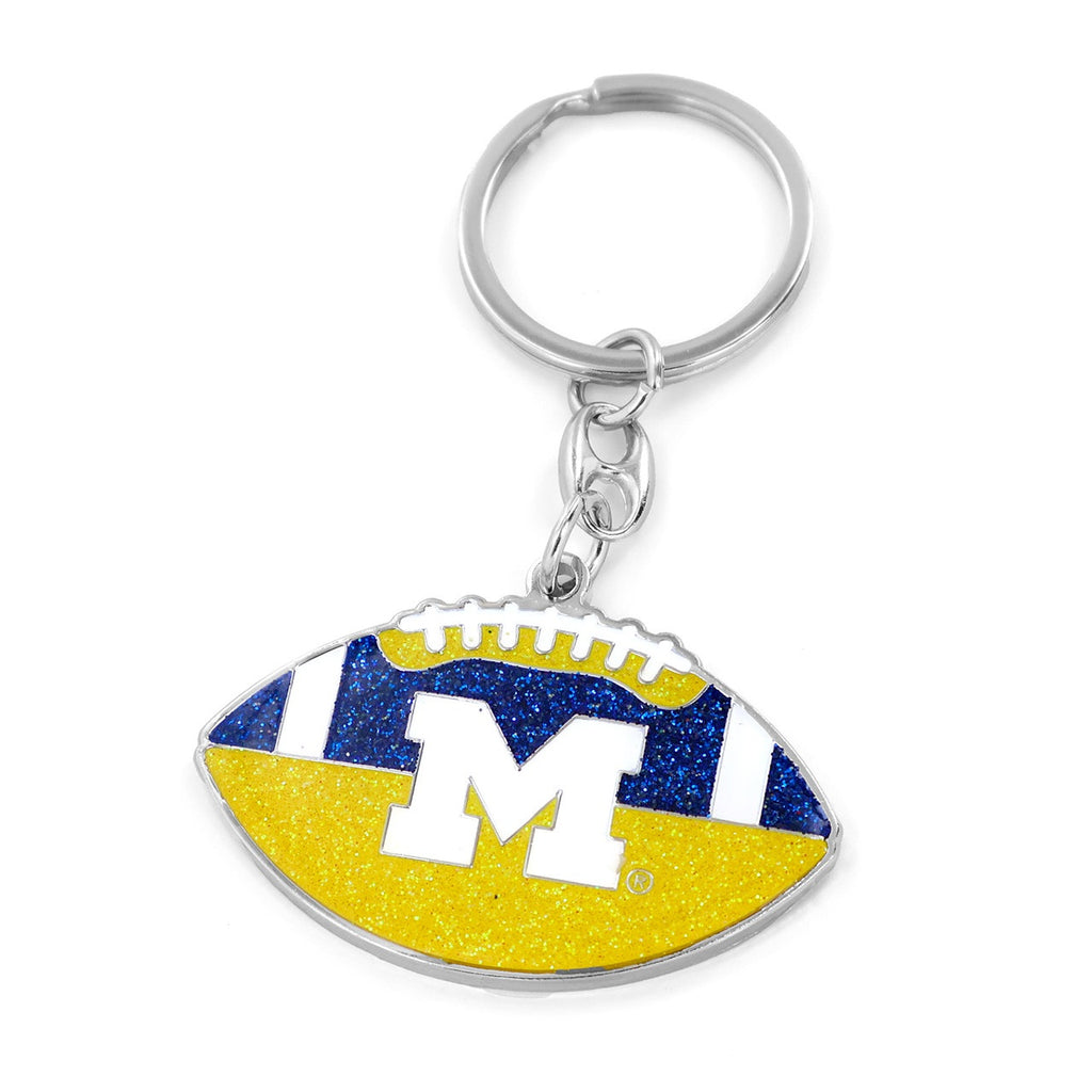 Michigan Wolverines Keychain Football Glitter