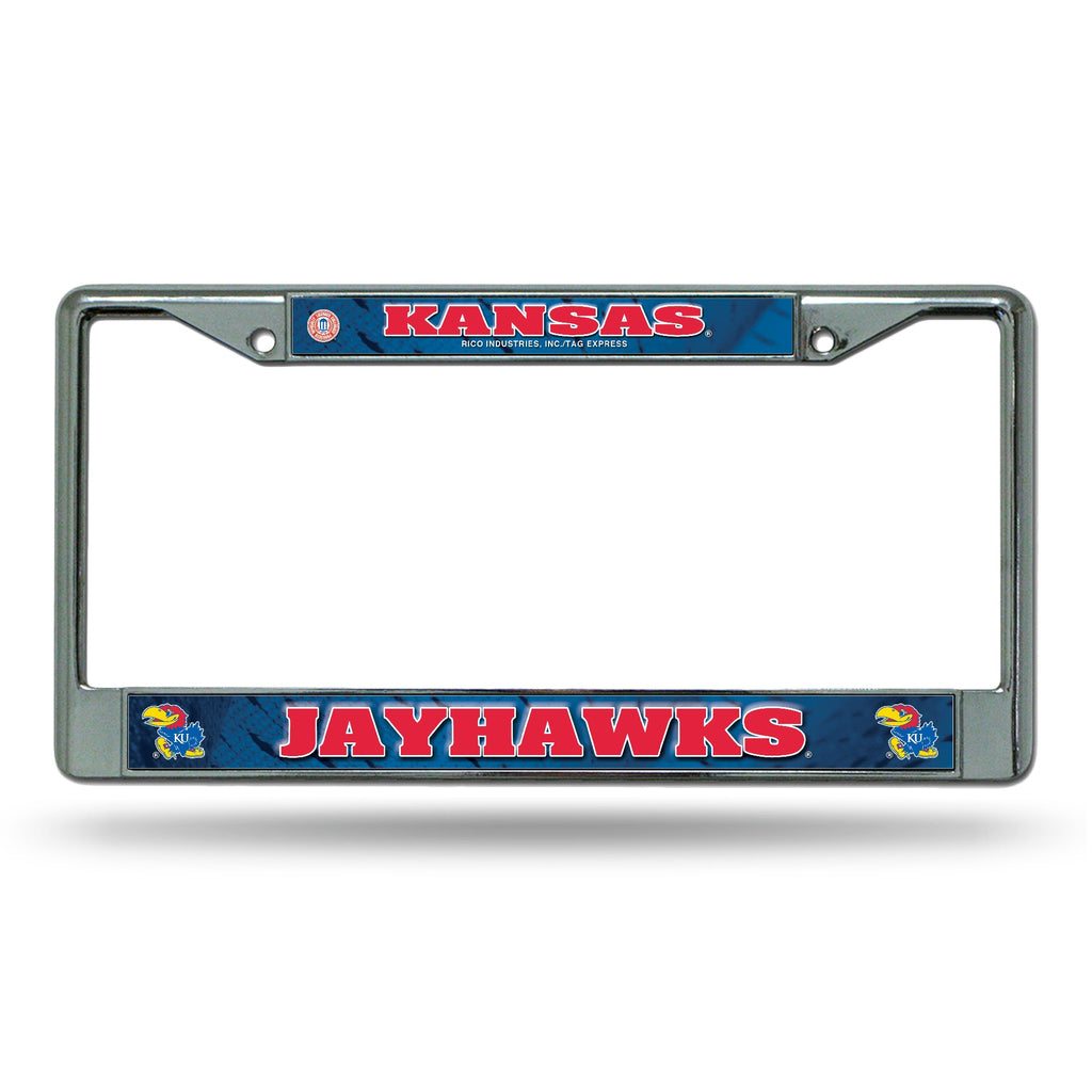 Kansas Jayhawks License Plate Frame Chrome Printed Insert