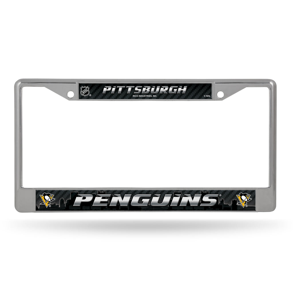 Pittsburgh Penguins License Plate Frame Chrome Printed Insert