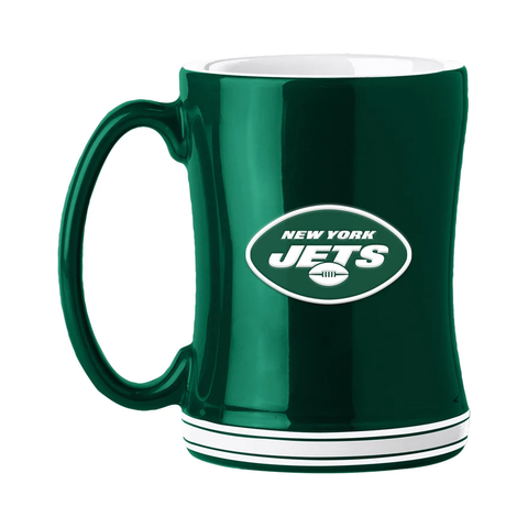 New York Jets Coffee Mug 14oz Sculpted Relief Team Color