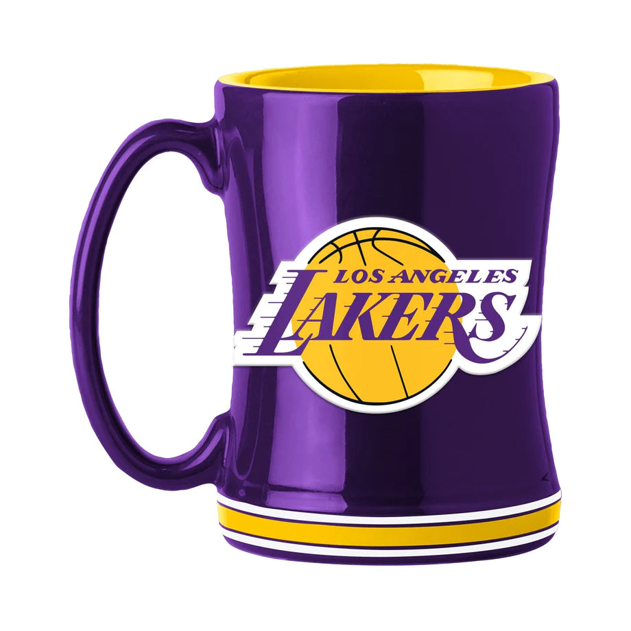 Los Angeles Lakers Coffee Mug 14oz Sculpted Relief Team Color
