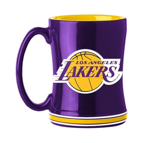 Los Angeles Lakers Coffee Mug 14oz Sculpted Relief Team Color