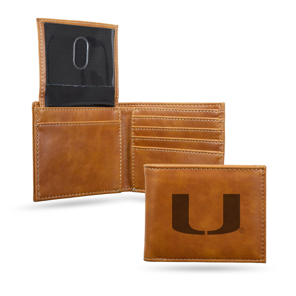 Miami Hurricanes Wallet Billfold Laser Engraved